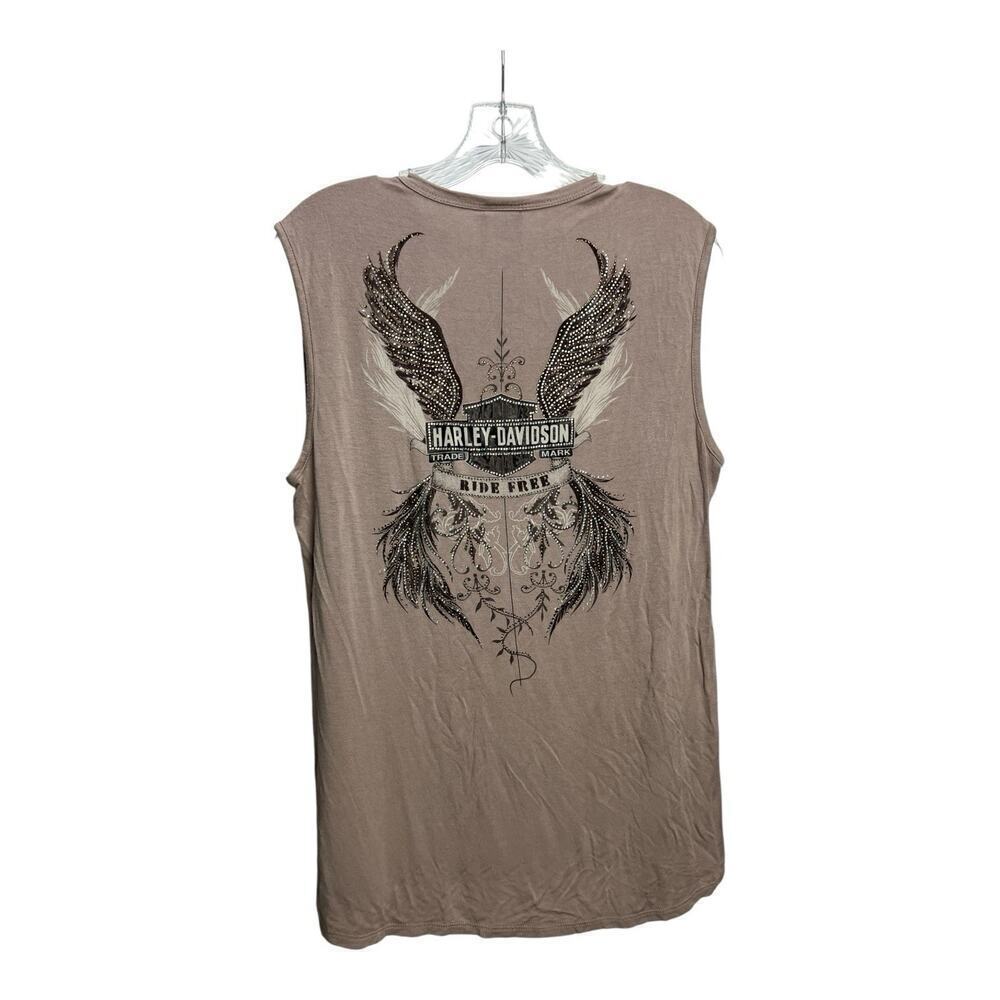 Harley-Davidson Women’s Sleeveless T-Shirt Xl Rhinestone Graphic Top Genuine